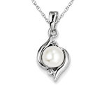 Cultured Freshwater Pearl 6mm Pendant Necklace in Sterling Silver
